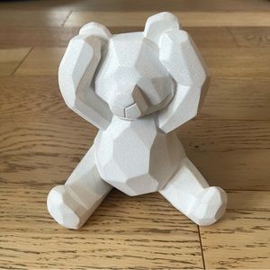 Matte White Ceramic Bear See No Evil Geometric Decor Figurine Knick knack